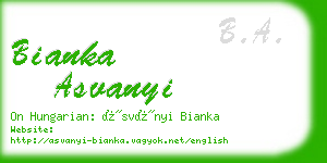 bianka asvanyi business card